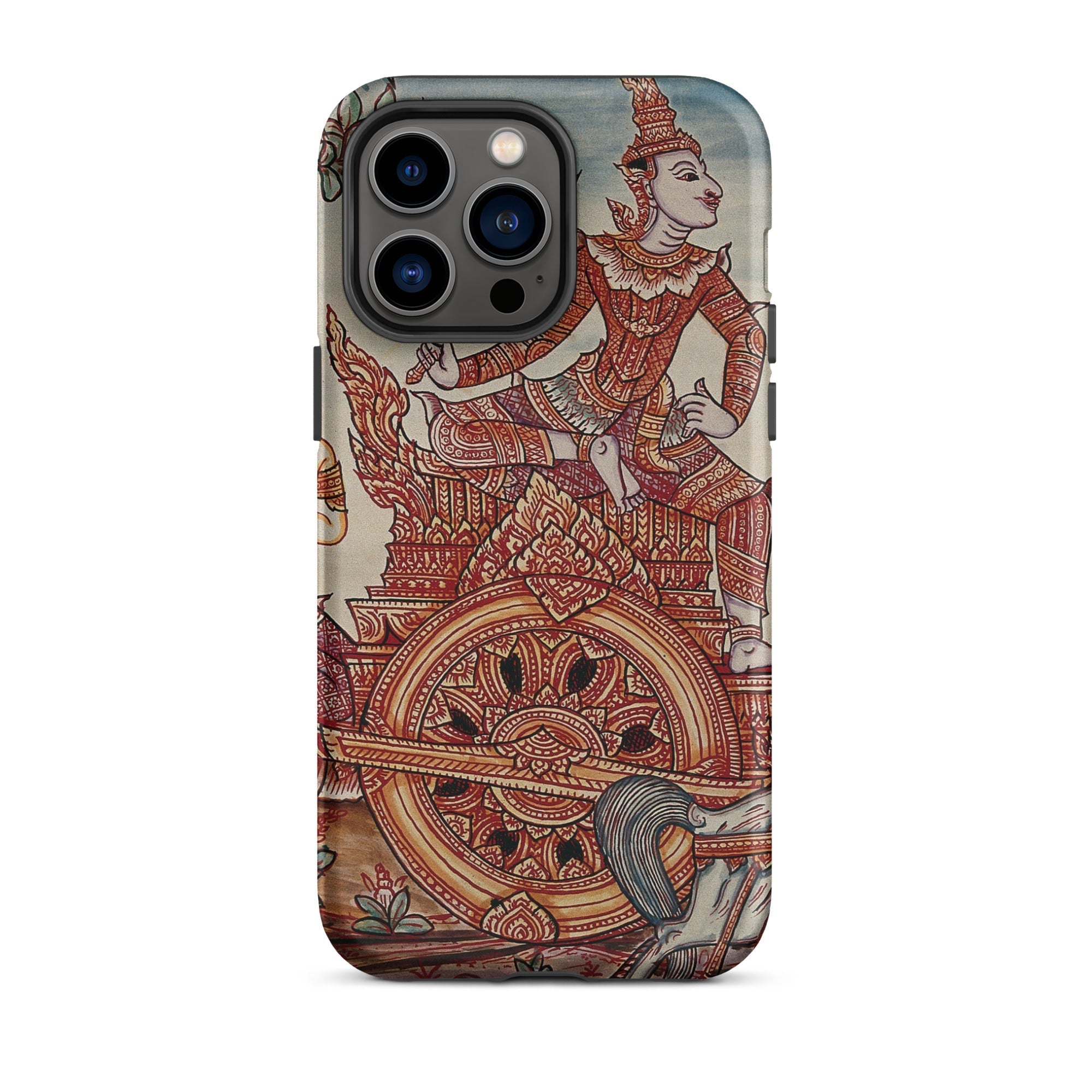 Rama’s Chariot Thai Ramayana Mural Iphone Case, 14 Pro Max / Matte, Phone Case Traditional Art