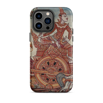 Rama’s Chariot - Thai Ramayana Mural Iphone Case, 14 Pro Max / Matte, Phone Case Traditional Art