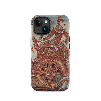 Rama’s Chariot - Thai Ramayana Mural Phone Case Iphone 15 / Matte Phone Case Ornate Chariot Design Thai Ramayana Mural, Mural Iphone,
