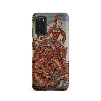 Rama’s Chariot - Thai Ramayana Mural Phone Case Samsung Galaxy S20 / Matte Detailed Illustration Ornate Red Gold Traditional, Iphone,