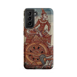 Rama’s Chariot - Thai Ramayana Mural Phone Case Samsung Galaxy S21 Fe / Matte Detailed Illustration Ornate Red Gold Traditional, Iphone,