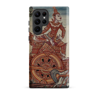 Rama’s Chariot - Thai Ramayana Mural Phone Case Samsung Galaxy S22 Ultra / Matte Phone Case Detailed Illustration Ornate Red Gold