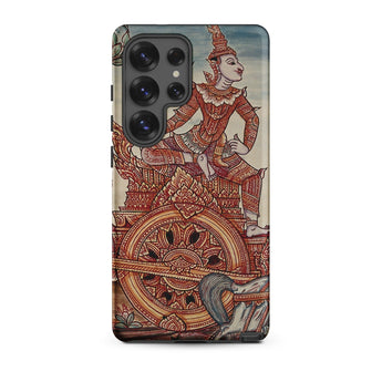 Rama’s Chariot - Thai Ramayana Mural Phone Case Samsung Galaxy S25 Ultra / Matte Phone Case Detailed Illustration Ornate Red Gold
