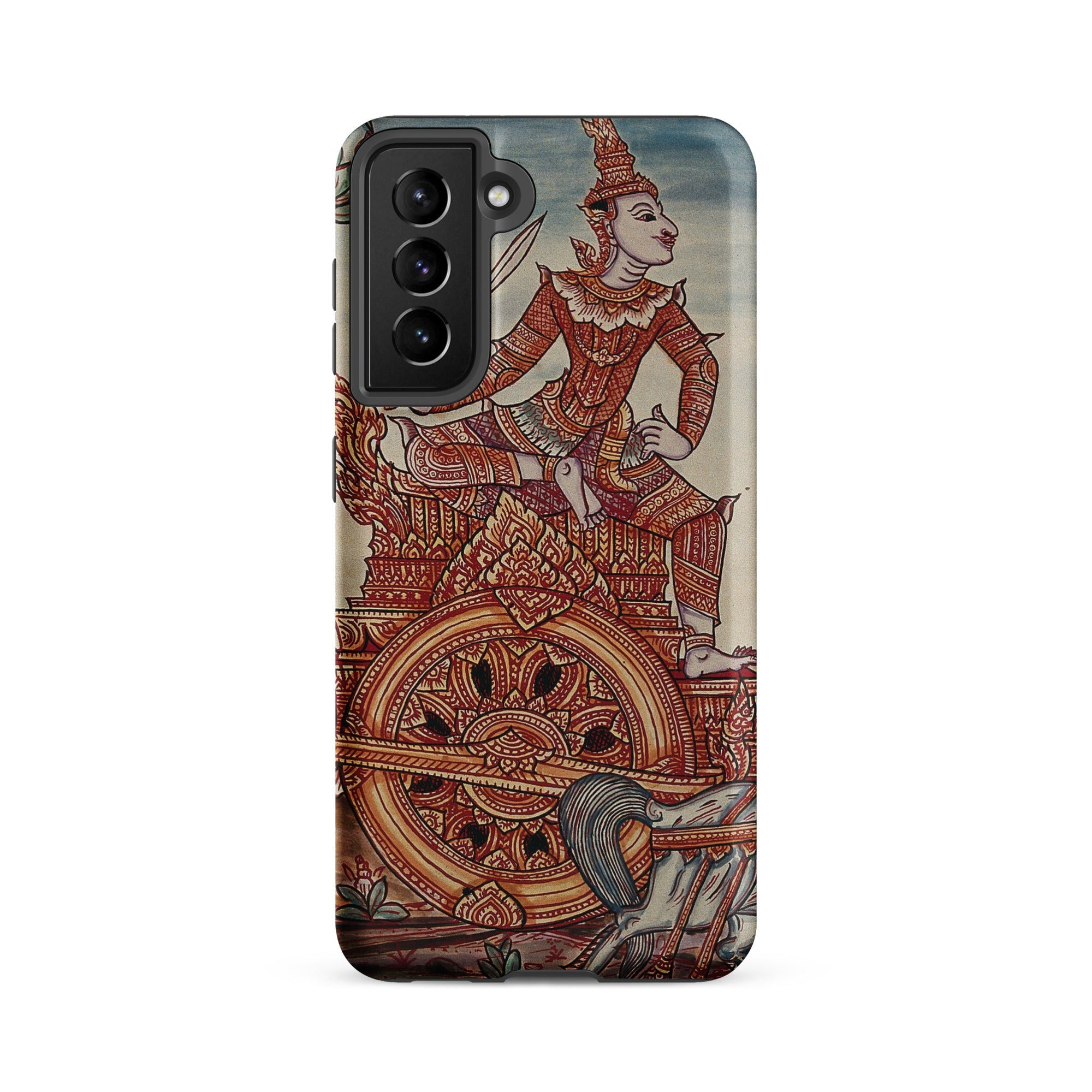 Rama’s Chariot Thai Ramayana Mural Samsung Case, Galaxy S21 Fe / Matte, Phone Case Intricate Illustration Figure Chariot