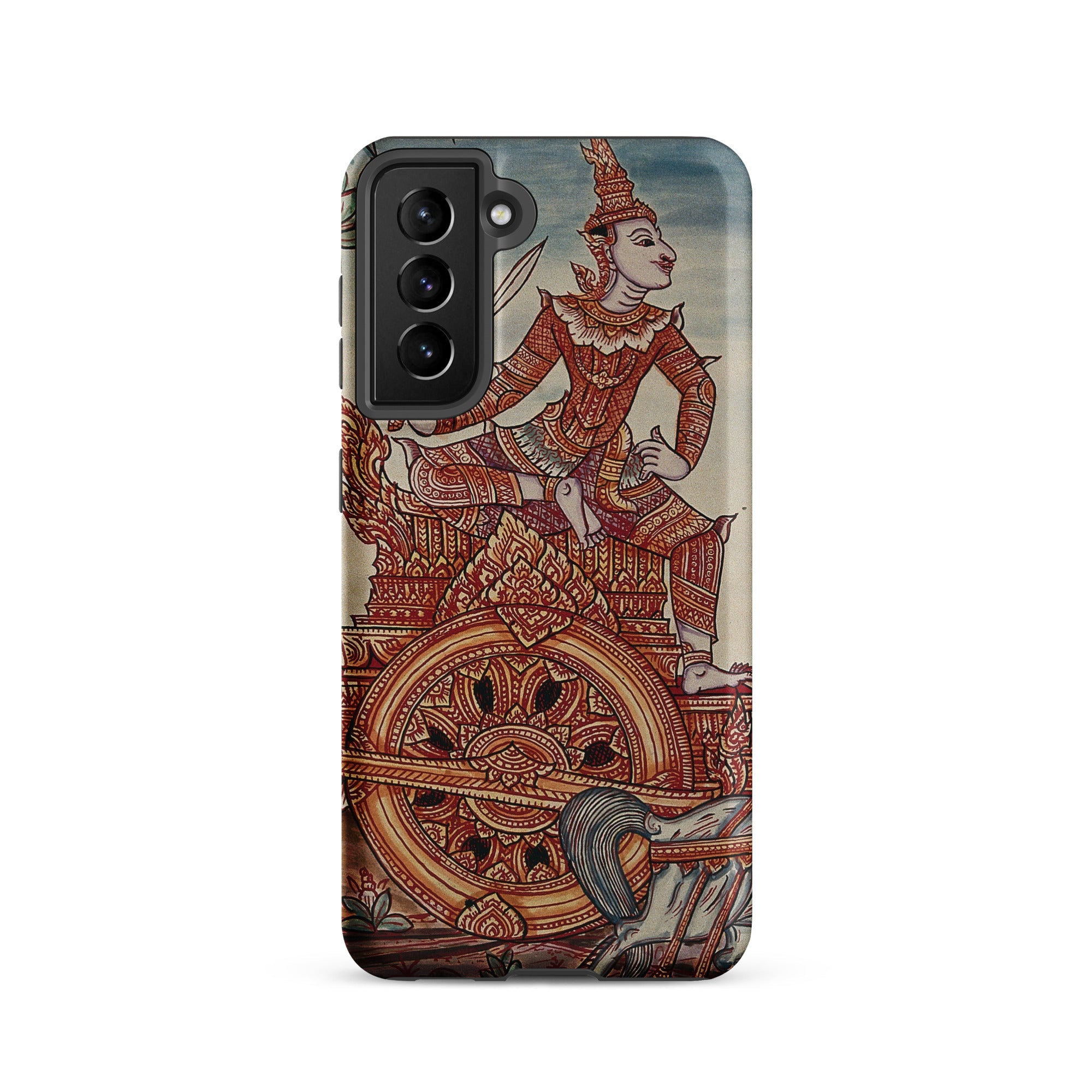 Rama’s Chariot Thai Ramayana Mural Samsung Case, Galaxy S21 / Matte, Smartphone Case Ornate Illustration Figure Chariot