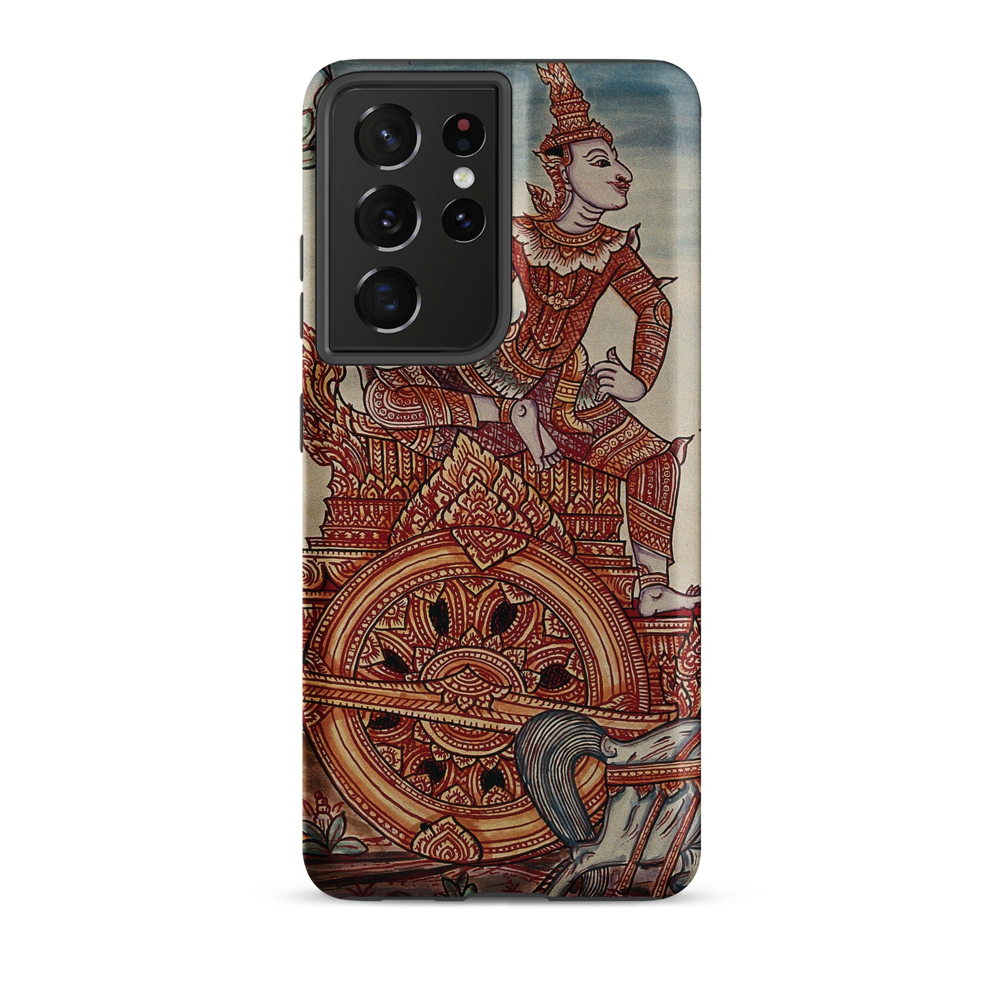 Rama’s Chariot Thai Ramayana Mural Samsung Case, Galaxy S21 Ultra / Matte, Smartphone Case Traditional Southeast Asian Art Style Depiction