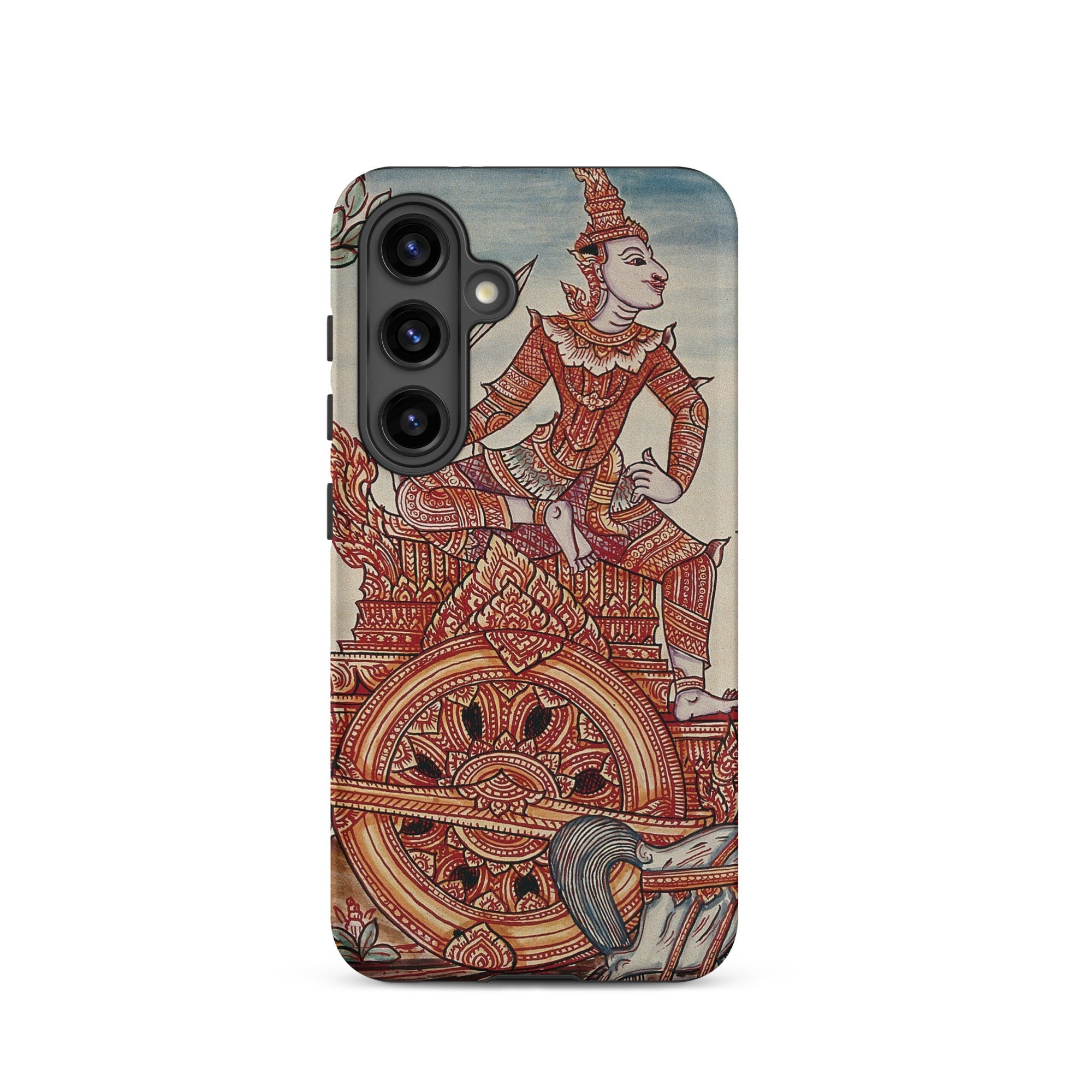 Rama’s Chariot Thai Ramayana Mural Samsung Case, Galaxy S24 / Matte, Smartphone Case Traditional Thai Style Figure Chariot