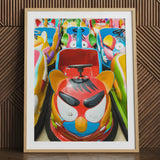 Rat Pack - Amusement Park Bumper Car Art Print / Canvas Vibrant Red Blue Angry Birds-themed Bumper Car Print Art, Amusement Park Bumper,