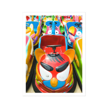 Rat Pack - Amusement Park Bumper Car Art Print, Colorful Carnival Bumper Car Decorated Angry Birds-style Character