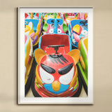 Rat Pack - Amusement Park Bumper Car Art Print, Colorful Carnival-style Bumper Car Cartoonish Animal Face Design