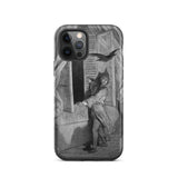 The Raven Edgar Allan Poe - Gustave Dore Iphone Case, 12 Pro / Matte, Black White Smartphone Case Gothic-style Illustration