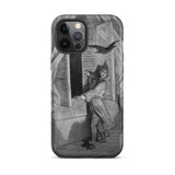 The Raven Edgar Allan Poe - Gustave Dore Iphone Case, 12 Pro Max / Matte, Black White Illustrated Phone Case