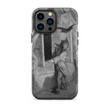 The Raven Edgar Allan Poe - Gustave Dore Iphone Case, 13 Pro Max / Matte, Black White Illustrative Art Iphone Case