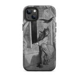 The Raven Edgar Allan Poe - Gustave Dore Iphone Case, 14 Plus / Matte, Black Iphone 13 Pro Case Monochrome Illustration Figure