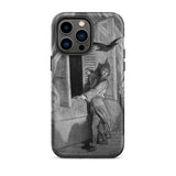 The Raven Edgar Allan Poe - Gustave Dore Phone Case Iphone 14 Pro Max / Matte Black-and-white Art Print Phone Case Person Window Bird