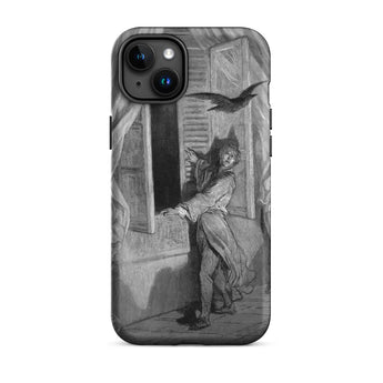 The Raven Edgar Allan Poe - Gustave Dore Phone Case Iphone 15 Plus / Matte Monochrome Gothic Illustration Iphone Case Gustave Doré’s