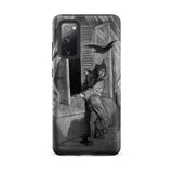 The Raven Edgar Allan Poe - Gustave Dore Samsung Case, Galaxy S20 Fe / Matte, Black White Phone Case Illustration Man Startled Raven