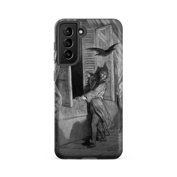 The Raven Edgar Allan Poe - Gustave Dore Samsung Case, Galaxy S21 Fe / Matte, Black White Phone Case Gothic Illustration