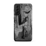 The Raven Edgar Allan Poe - Gustave Dore Samsung Case, Galaxy S21 Plus / Matte, Black Smartphone Case Illustration Person Bird