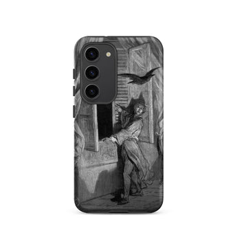 The Raven Edgar Allan Poe - Gustave Dore Samsung Case, Galaxy S23 / Matte, Black Smartphone Case Gothic-style Illustration