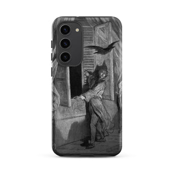 The Raven Edgar Allan Poe - Gustave Dore Samsung Case, Galaxy S23 Plus / Matte, Black White Phone Case Classical Illustration Person Bird