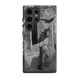 The Raven Edgar Allan Poe - Gustave Dore Samsung Case, Galaxy S24 Ultra / Matte, Smartphone Black White Illustration Figure Startled Bird