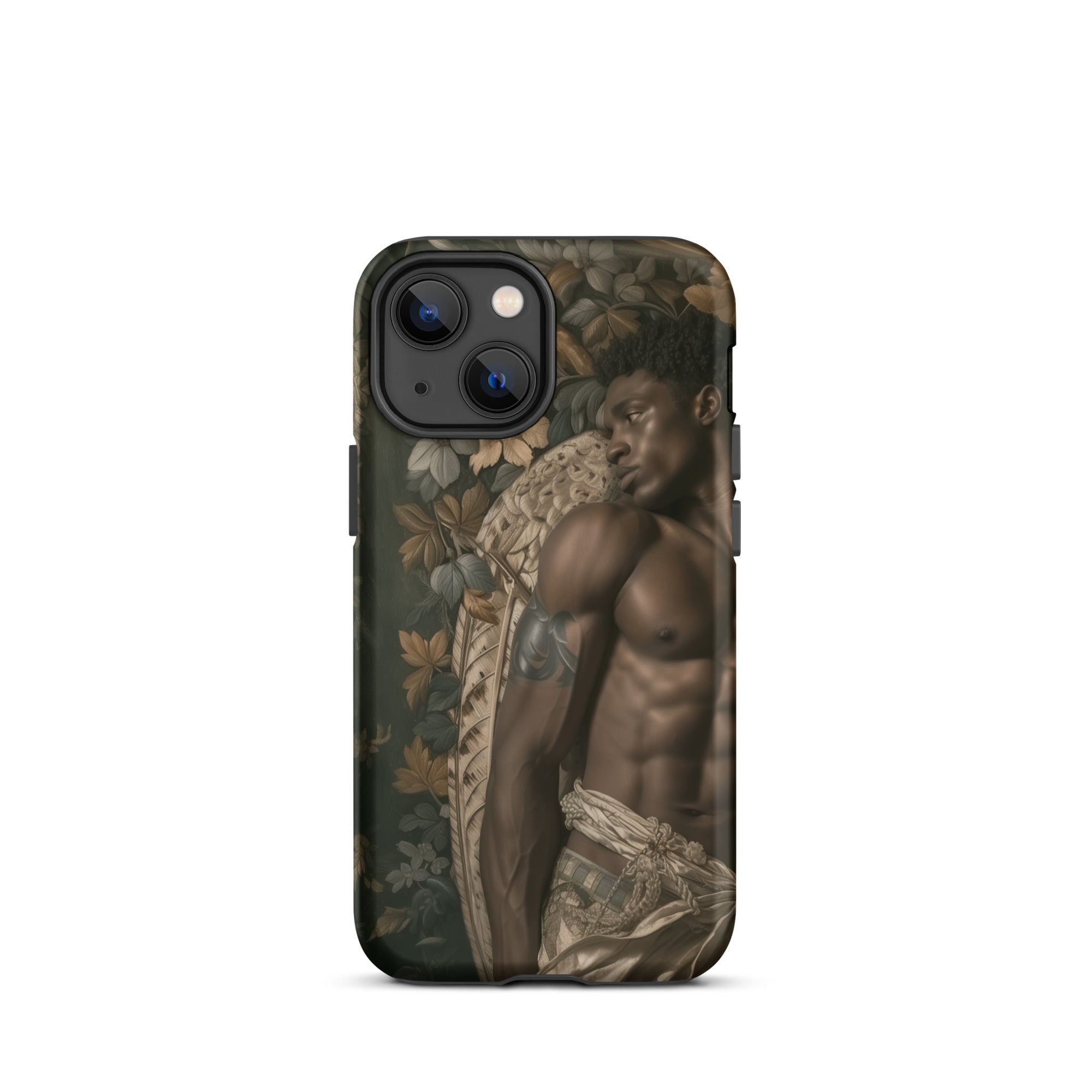 Raziel Gay Black Angel Art Iphone Case, 13 Mini / Matte, Artistic Phone Case Muscular Figure