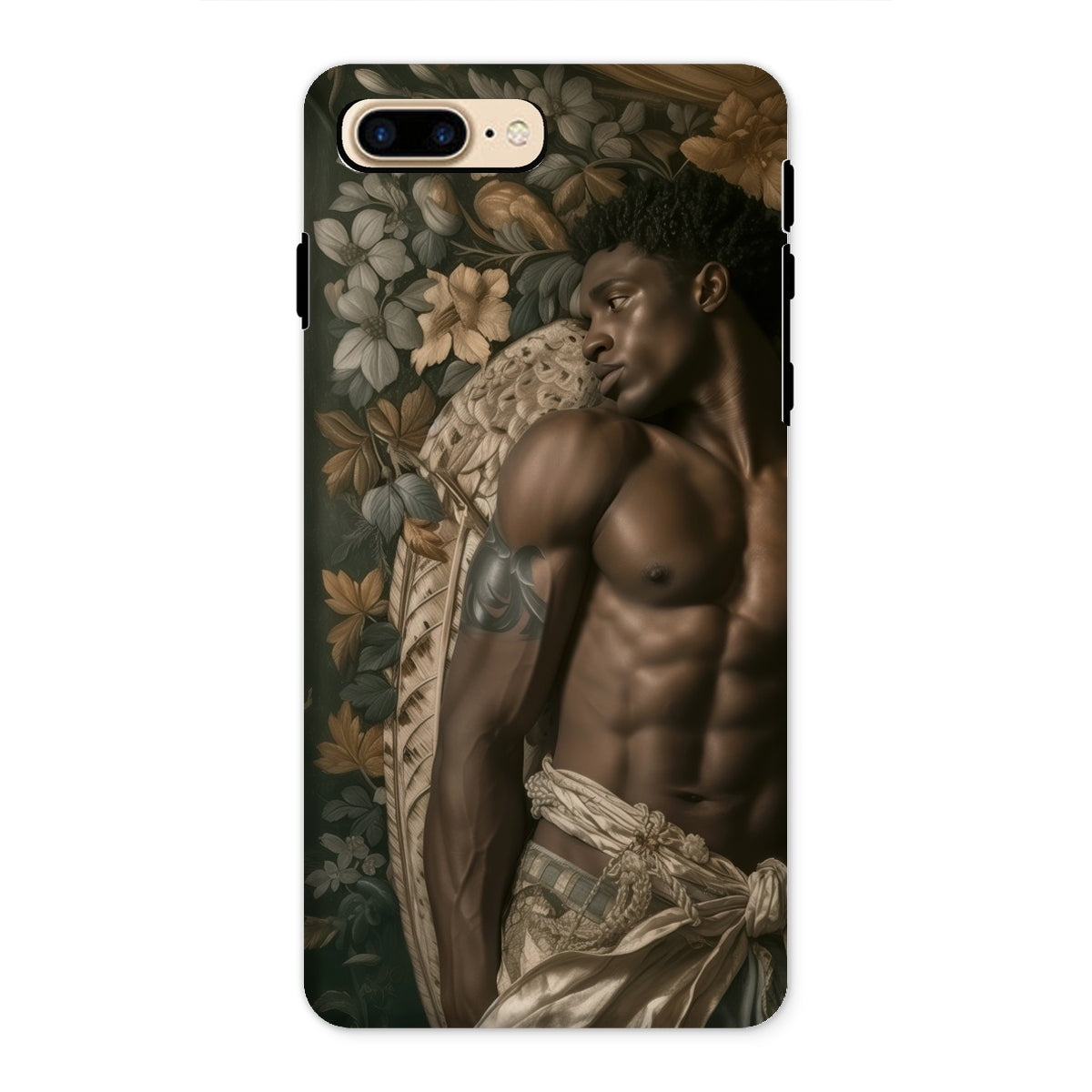 Raziel Gay Black Angel Art Iphone Case, 8 Plus / Matte, Phone Case Artistic Portrait Muscular Figure Draped White