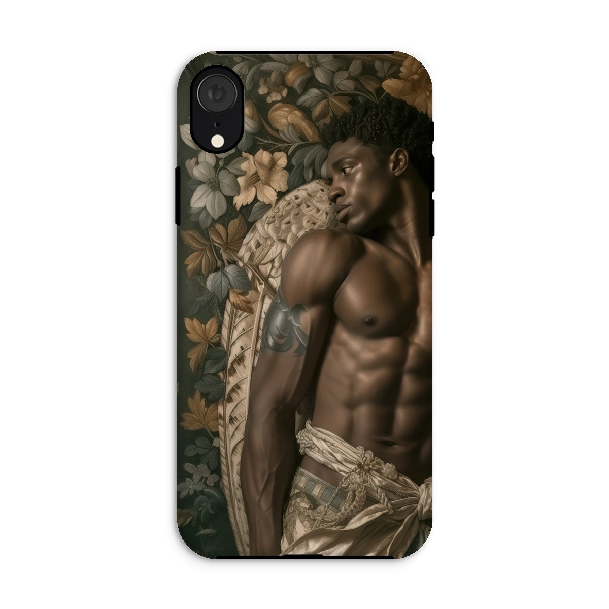 Raziel Gay Black Angel Art Iphone Case, Xr / Matte, Phone Case Artistic Portrait Photograph Classical Renaissance Style Aesthetics