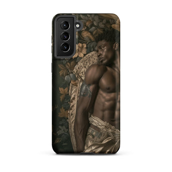 Raziel - Gay Black Angel Art Samsung Case, Galaxy S21 Plus / Matte, Black Smartphone Case Dark Classical Painting Man Athletic