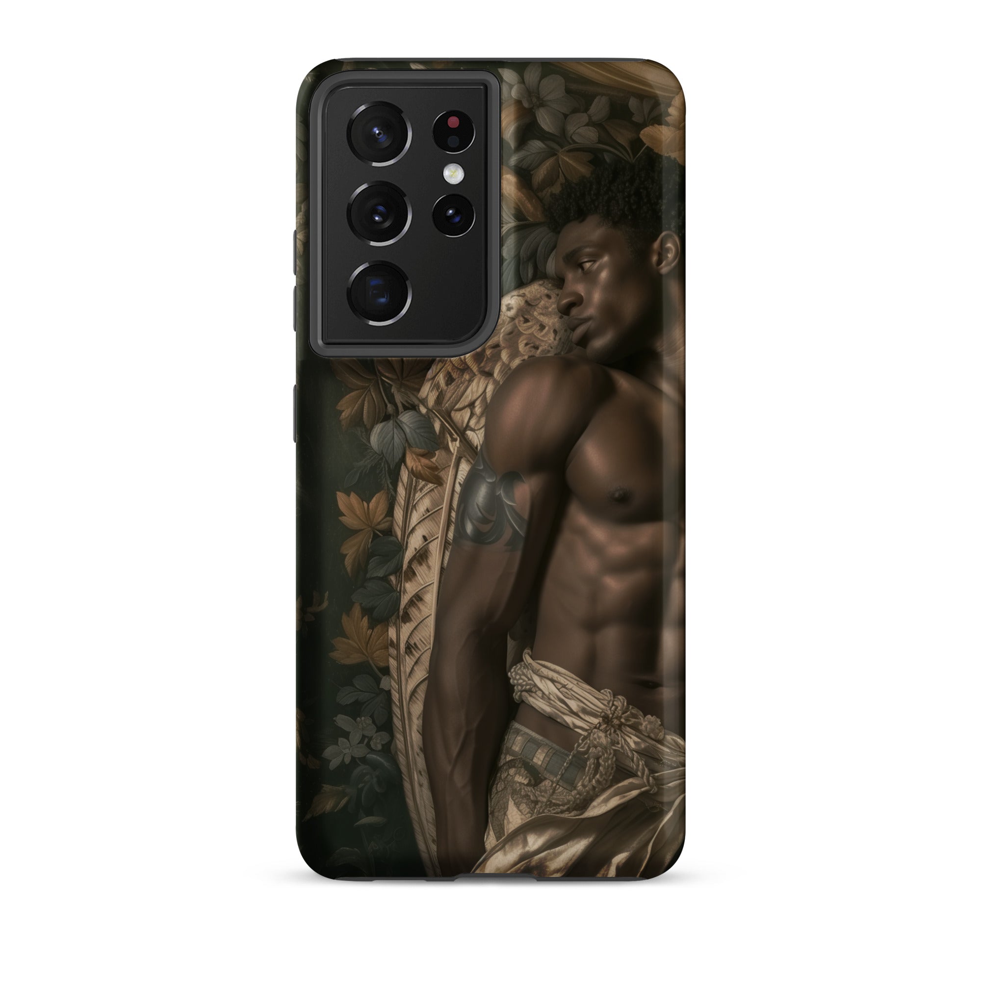 Raziel Gay Black Angel Art Samsung Case, Galaxy S21 Ultra / Matte, Black Smartphone Case Muscular Man Classical Art Style
