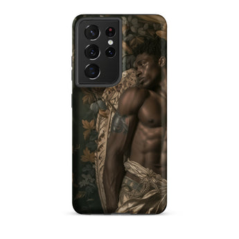 Raziel - Gay Black Angel Art Samsung Case, Galaxy S21 Ultra / Matte, Black Smartphone Case Muscular Man Classical Art Style
