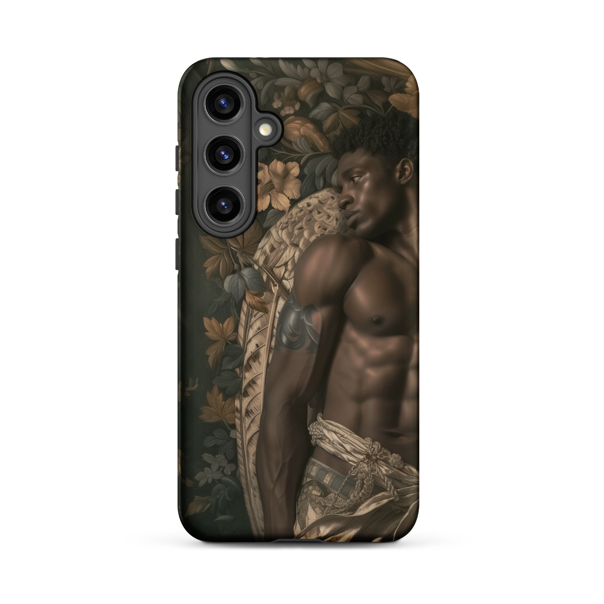 Raziel Gay Black Angel Art Samsung Case, Galaxy S24 Plus / Matte, Black Smartphone Case Dark Fantasy Art Design Muscular