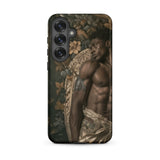 Raziel - Gay Black Angel Art Samsung Case, Galaxy S25 Plus / Matte, Smartphone Case Classical Painting Muscular Man Dark Skin