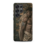 Raziel - Gay Black Angel Art Samsung Case, Galaxy S25 Ultra / Matte, Black Smartphone Case Muscular Man Classical Art Style