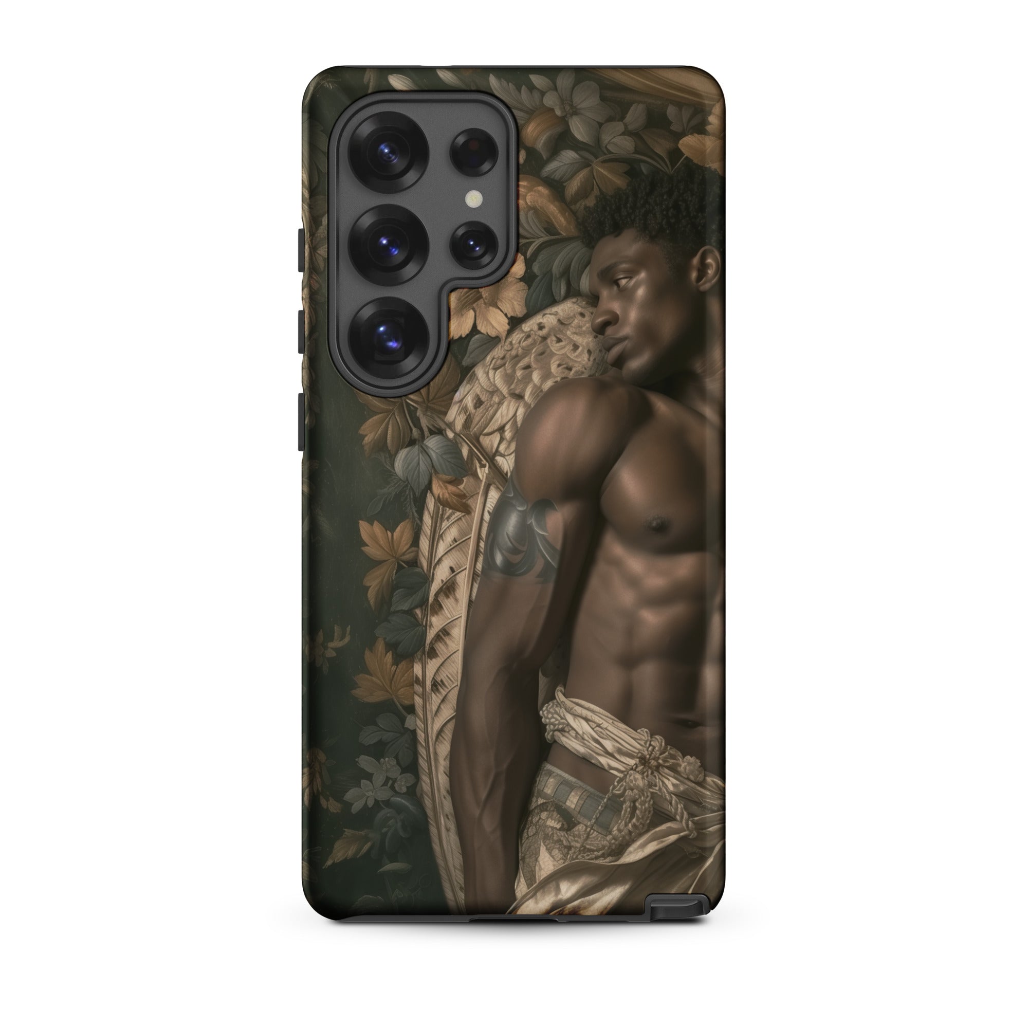 Raziel Gay Black Angel Art Samsung Case, Galaxy S25 Ultra / Matte, Black Smartphone Case Muscular Man Classical Art Style
