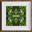 Reach out - Contemporary Botanical Op Art Print, 12x12’’ / 31x31cm / White Frame / 2’’ Matboard, Square White-framed Artwork Vibrant