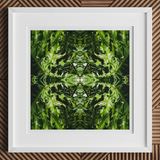 Reach out - Contemporary Botanical Op Art Print, 12x12’’ / 31x31cm / White Frame / 2’’ Matboard, Square White-framed Artwork Vibrant