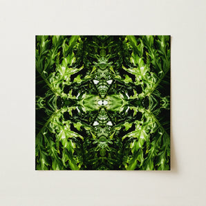 Reach out - Contemporary Botanical Op Art Print / Canvas, Hypnotic Botanical Print, Alien Emerald Dreamscape, Trippy Contemporary Botanical