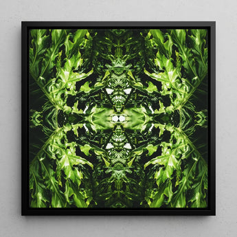 Reach out - Contemporary Botanical Op Art Print / Canvas, Hypnotic Botanical Print, Alien Emerald Dreamscape, Trippy Contemporary Botanical