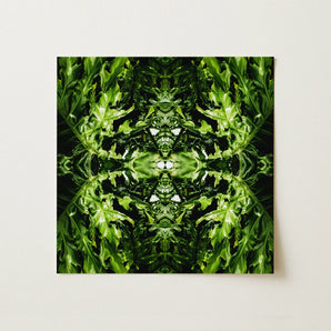 Reach out - Contemporary Botanical Op Art Print / Canvas, Hypnotic Botanical Print, Alien Emerald Dreamscape, Trippy Contemporary Botanical