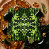 Reach out - Contemporary Botanical Op Art Print / Canvas Square Canvas Vibrant Symmetrical Kaleidoscopic Pattern Deep Green Hypnotic