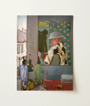 Framed Painting Soldier Grey Helmet Fur-lined Coat Set William Orpen’s Ready, Orpen Art, Wartime Whiskey