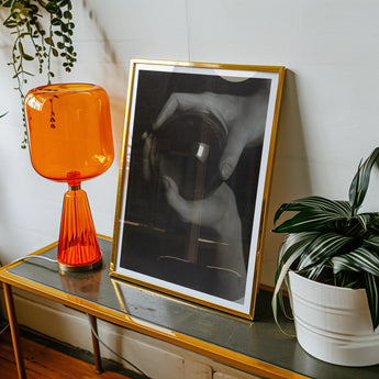 Rebecca Salsbury Strand - Alfred Stieglitz Art Print, Vibrant Orange Glass Table Lamp Ribbed Base Smooth