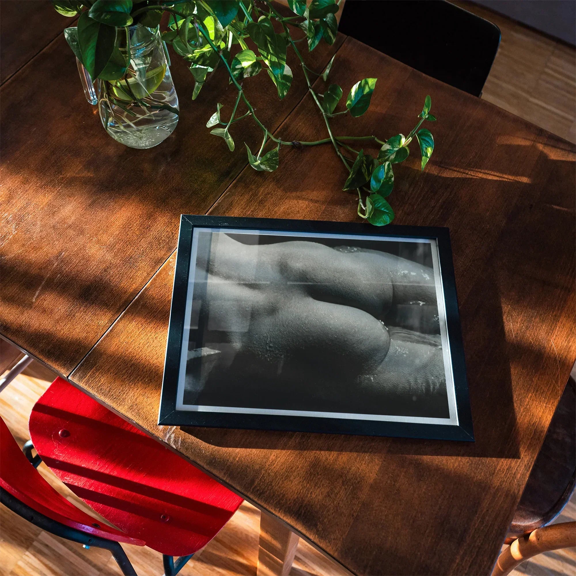 Rebecca Salsbury Strand Alfred Stieglitz Fine Art Print, Black Framed White Photograph Wooden Surface