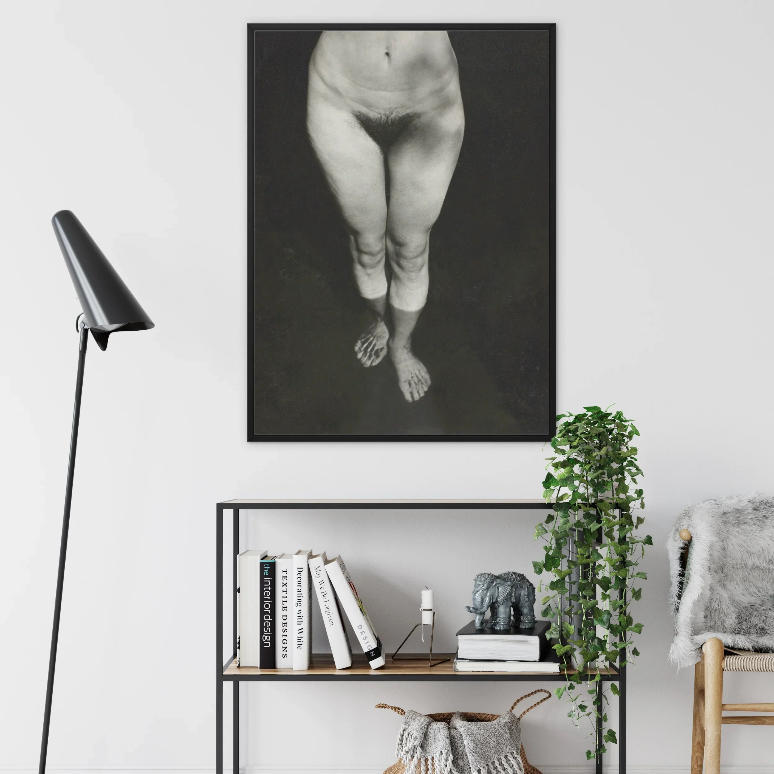 Rebecca Salsbury Strand - Alfred Stieglitz Framed Canvas, Black White Artistic Photograph Partial Human Figure Waist