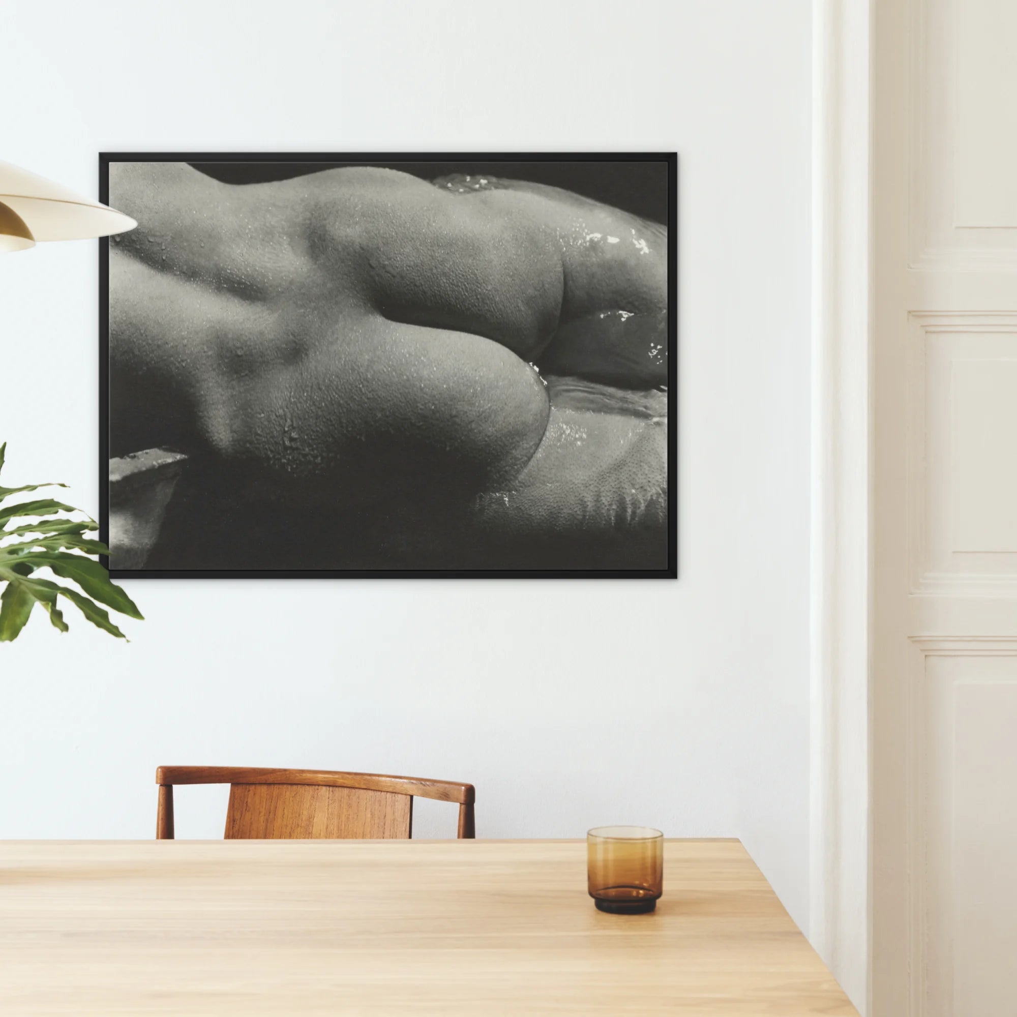 Rebecca Salsbury Strand - Alfred Stieglitz Framed Canvas, Black White Photograph Water Droplets Glass Mounted Dark
