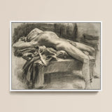 Reclining Male Nude - John Singer Sargent Art Print / Canvas, 16x12’’ / 41x31cm / White Frame, Posters Prints & Visual Artwork, Toby Leon