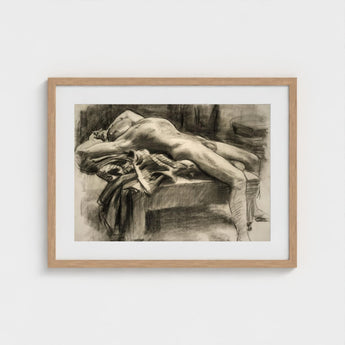 Reclining Male Nude - John Singer Sargent Art Print / Canvas, Body Tilts, Fallen Ephebe Prints