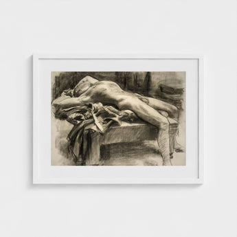 Reclining Male Nude - John Singer Sargent Art Print / Canvas, Body Tilts, Fallen Ephebe Prints